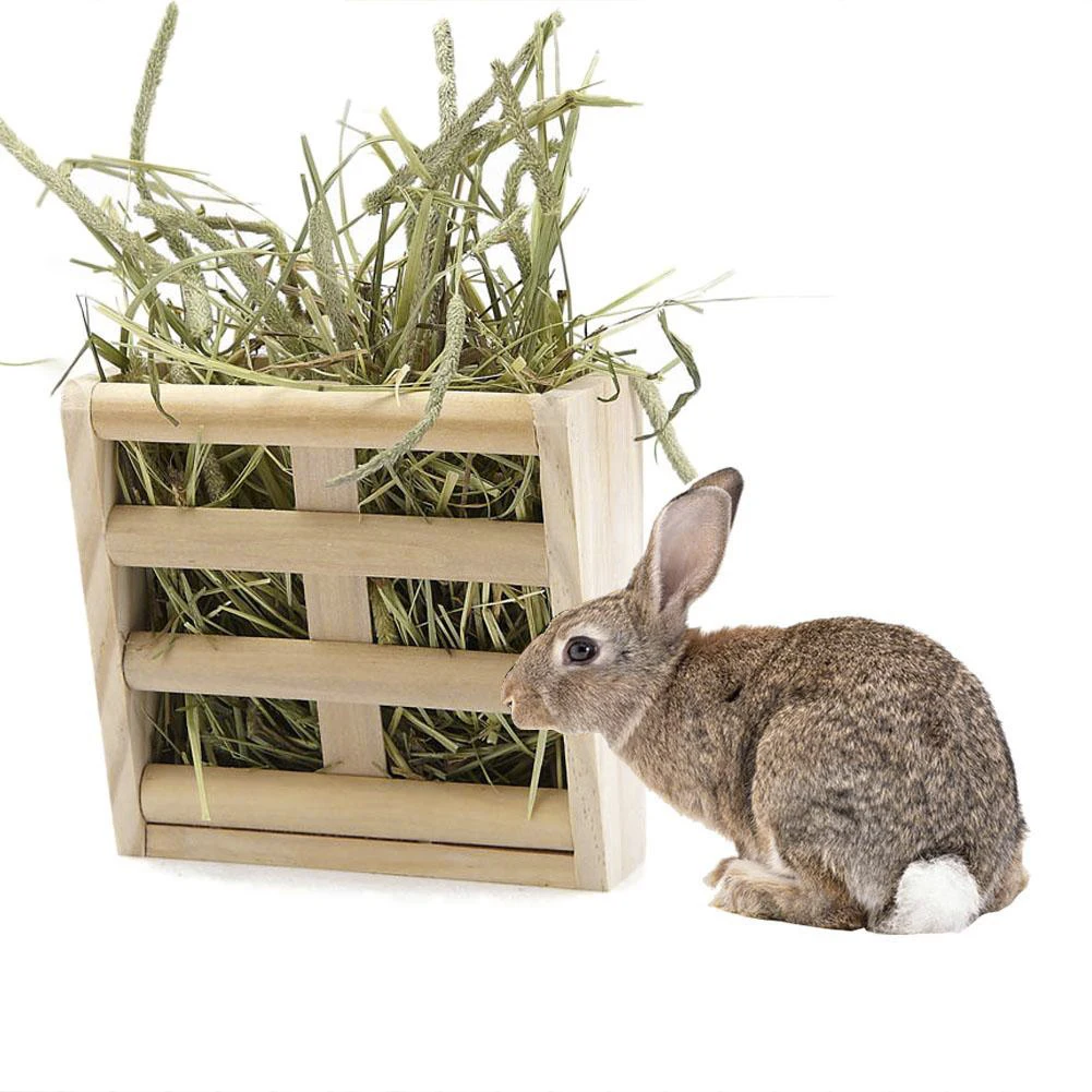 

Wooden Fixed Rabbit Fodder Feeder Grass Manger Rack Stand Food Bowl Pet Supplies For Chinchilla Guinea Pig