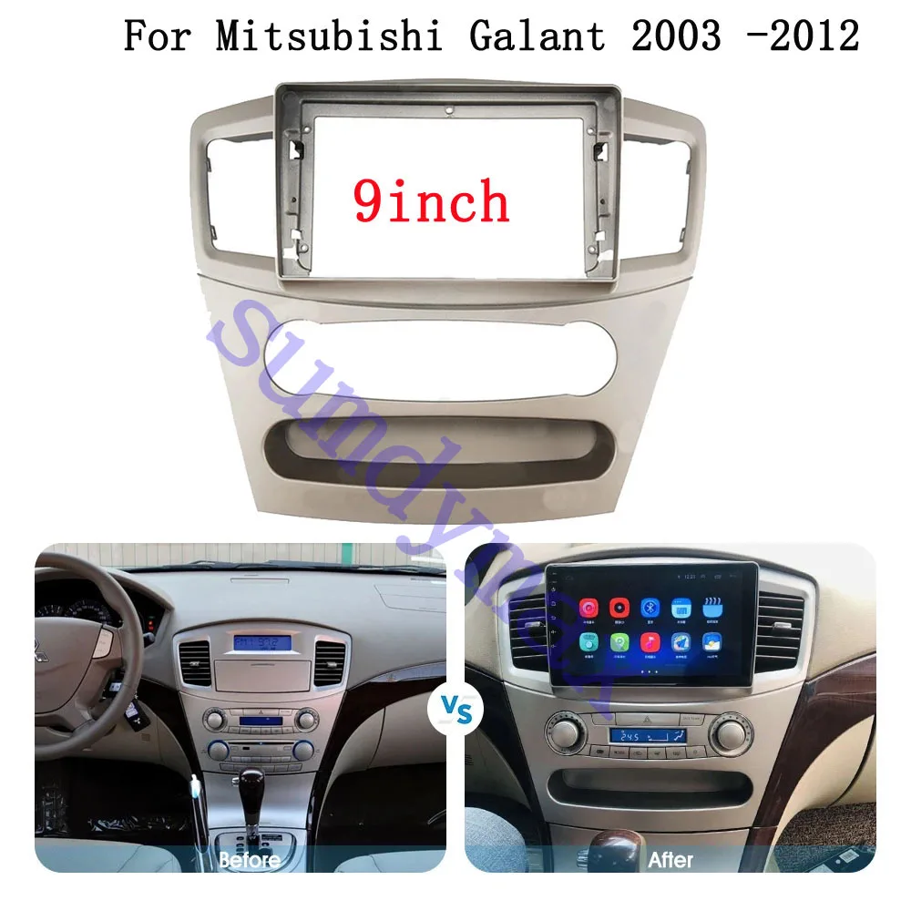 Car Radio Fascia para Mitsubishi Galant, Galaxy Galaxy, 2007-2012, painel de montagem, instalação traço, kit de guarnição moldura, 9"