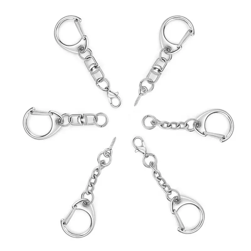 5/10pcs Lobster Clasp Key Ring 45-60mm Chain C shape Clasps Connector Hook for DIY Jewelry Making Findings Key Chain Accessories