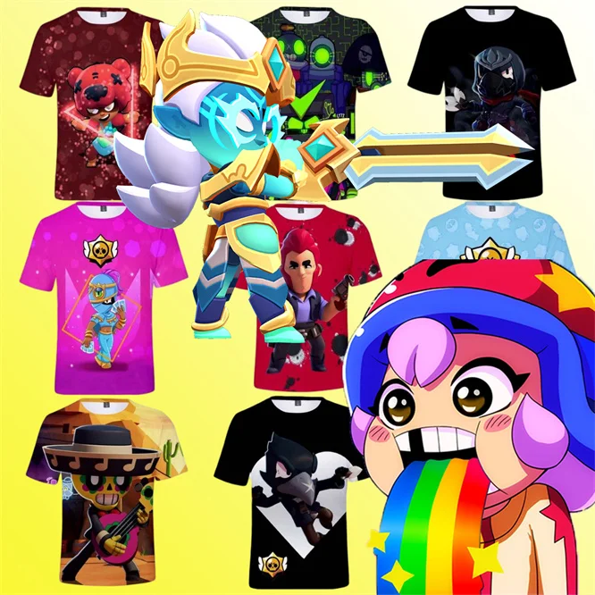 Supercell Brawlers Anime enfants T-shirt dessin animé Star-Players haut pour garçons et filles âgés de 3 à 14 ans adolescent mode tenue décontracté