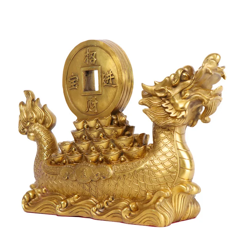 Copper ingot dragon boat, decorative sailboat, office opening craft decoration, may all go smoothly