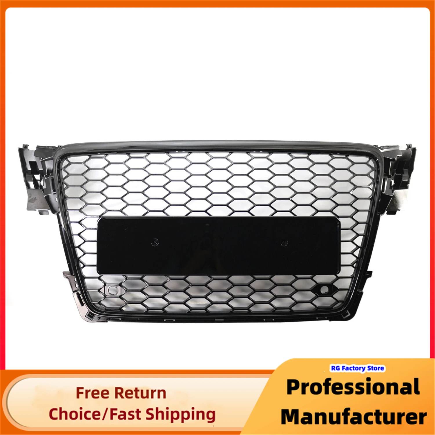 Front Bumper Honeycomb Mesh Grille For Audi A4 B8 8T S4 2008-2012 Upgrade RS4 Style Front Bumper Grille Glossy Black Grill Cover
