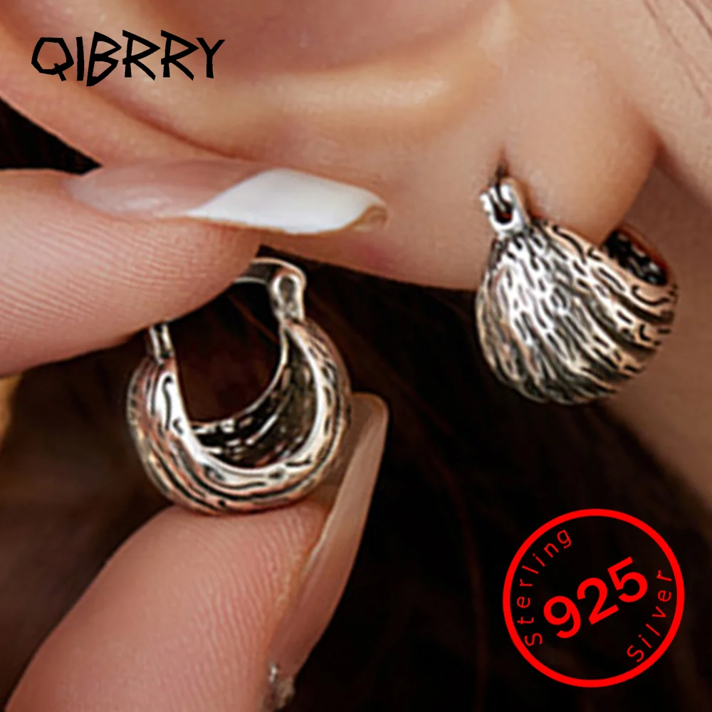 

Stamp 925 Sterling Silver Ear Ring Earrings Ear Clip Texture Earrings Hoop Earrings Vintage