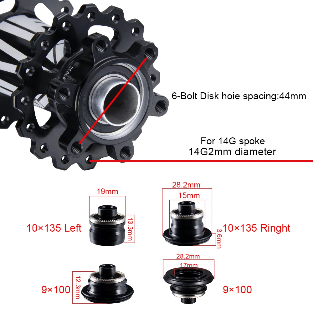 VIARON HG XD MS MTB Hub Quick Release Thru-Axle 108 Sound 4 Bearing Sealed Bearing Six-Claw Disc Brake Hub Bicycle Accessories