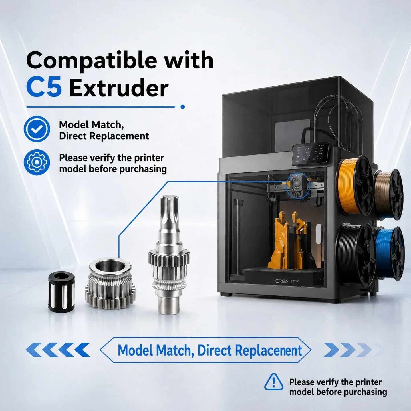 For Flashforge Creator 5 /Creator 5 Pro Extreder Gear Nozzle Wire Feeder Wheel Assembly Filament Feeding C5 3d Printer Parts