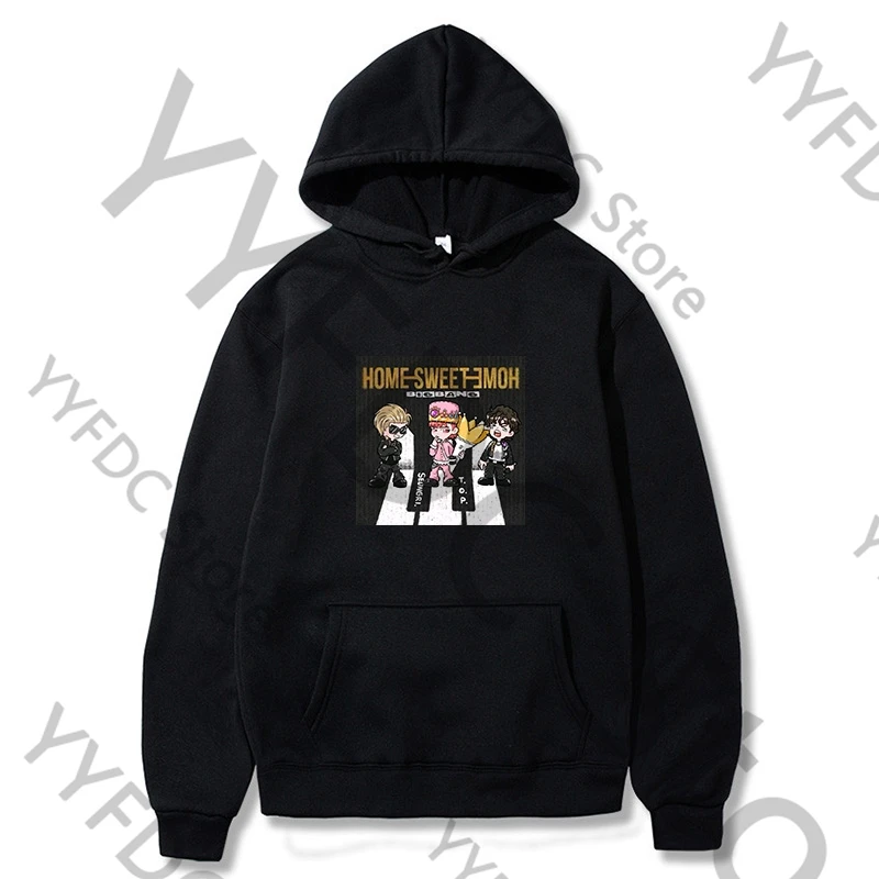 Bigbang HOME SWEET HOME Hoodies G Dragon TAEYANG DAESUNG Cartoon Pattern Hoodie Women Men Kpop Autumn Loose Hooded Sweatshirt