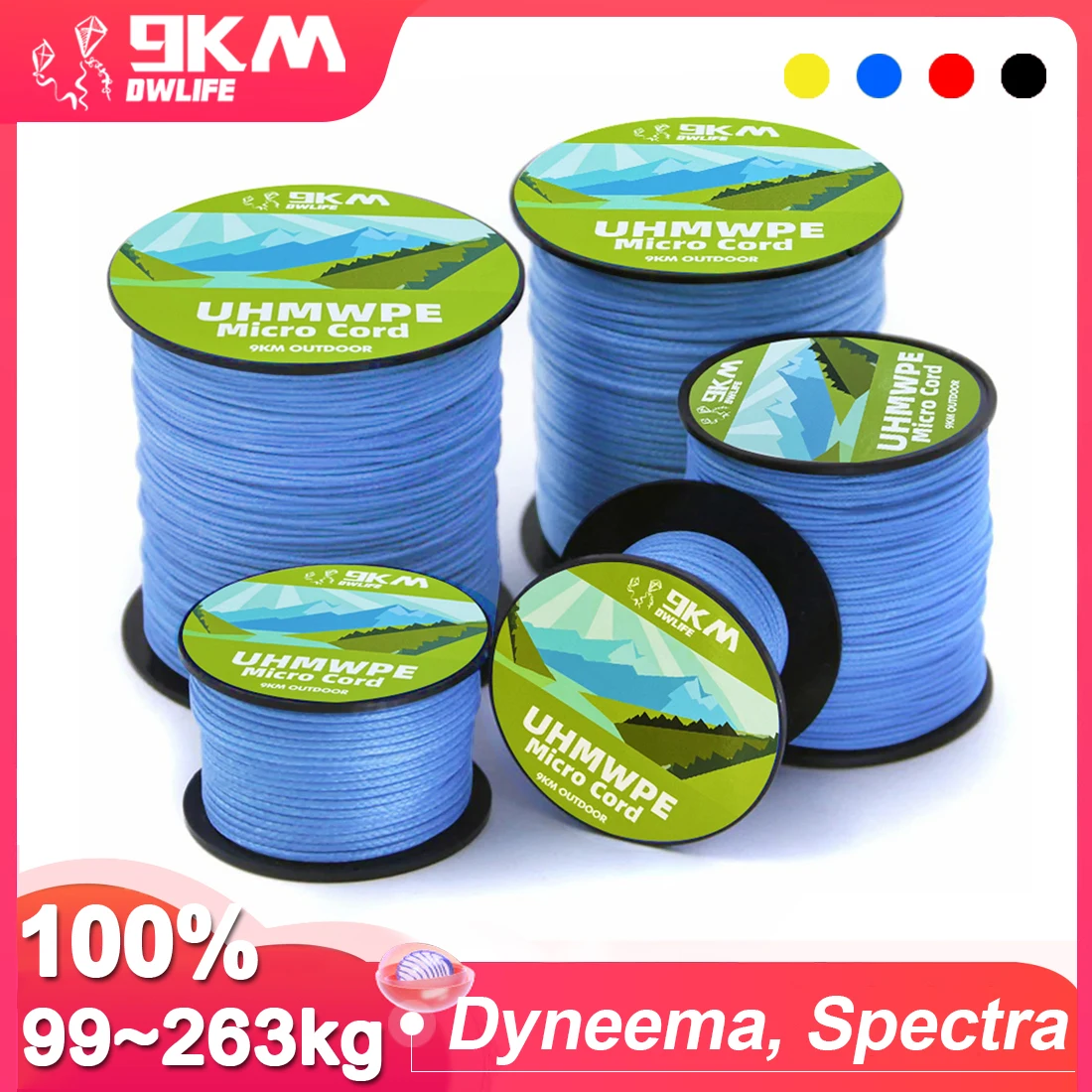 9KM 45KG~340KG Kitesurfing Line UHMWPE Cord Abrasion Resistance Low Stretch for Power Kite Stunt Kite Replacement Flying Lines