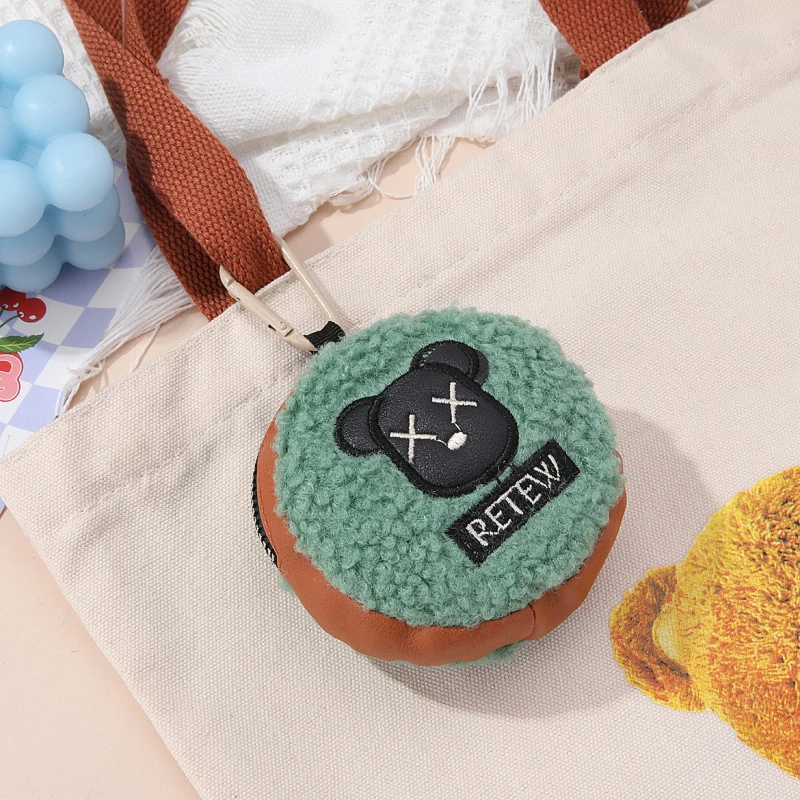 

Mini Multi Functional Universal Earphone Bag Coin Purse Pendant Key Chain Plush Embroidery Portable Purse