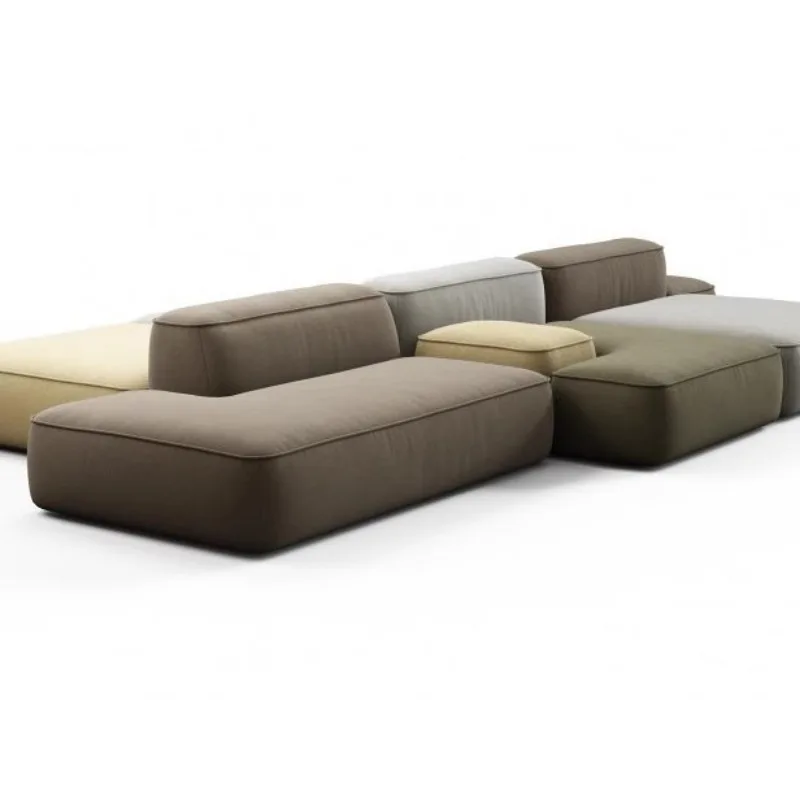 Nordic modern simple fabric floor-to-ceiling splicing sofa, model room villa open living room double-sided module combination
