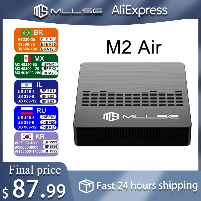 MLLSE M2 Air Mini PC Intel Celeron N4000 CPU Window11 6GB RAM 128GB ROM Dual-Band WiFi VGA Portable Mini Computer BT4.2