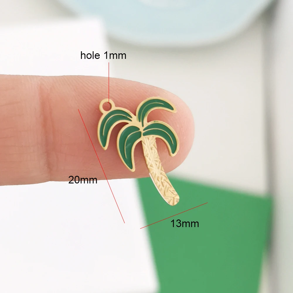 3pcs/lot Stainless Steel Pendant Charm Enamel Cherry Strawberry Sacred Heart Fish Mushroom Lemon Necklace Gold Color Wholesale