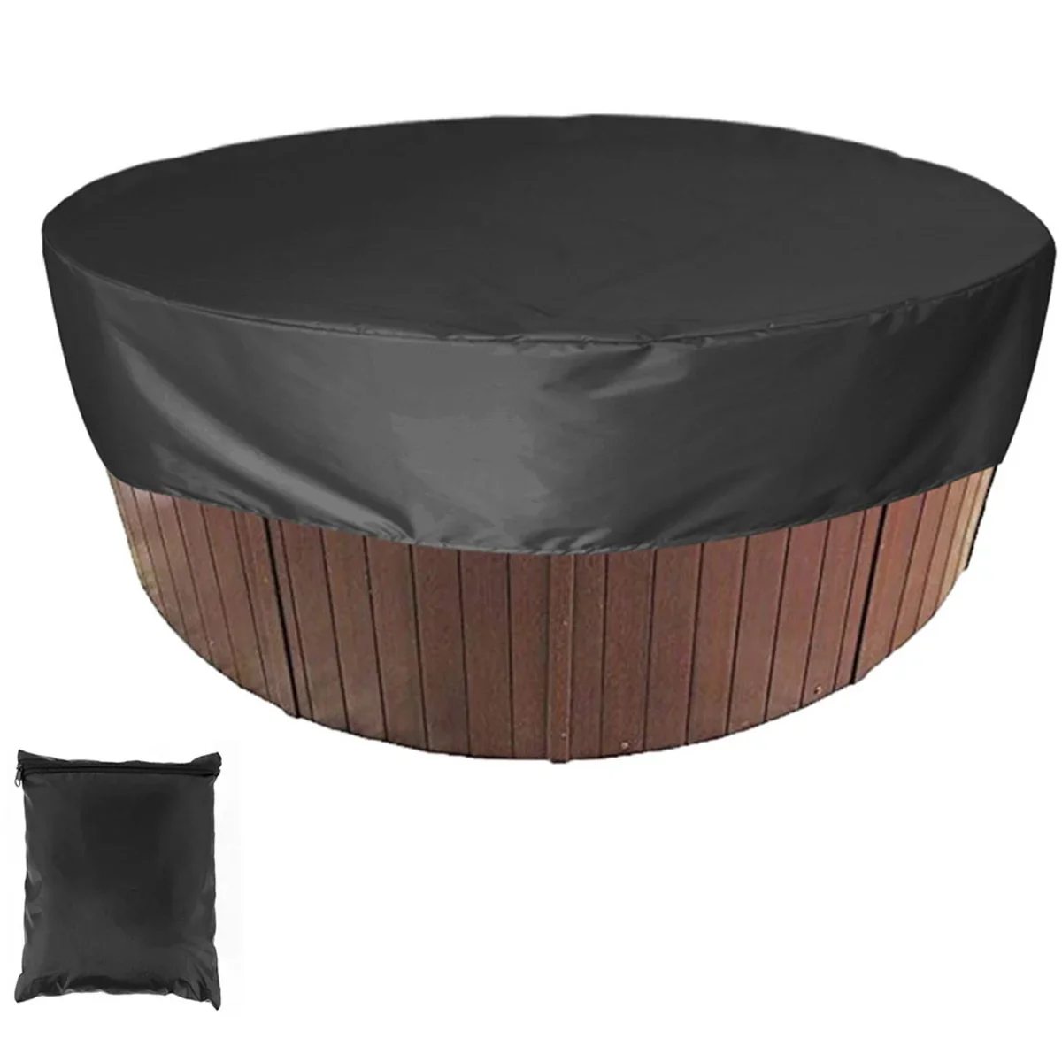 Round Hot Tub Cover 210 x 30cm Anti UV Swimming Pool Cover Outdoor Portable Durable Elastic SPA Covers Moisture Proof Foldable