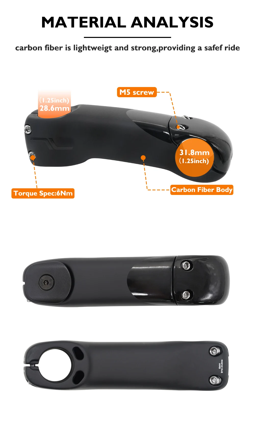 SES Aero Integrierter Rennrad-Vorbau, Carbonfaser-Design mit versteckter Kabelführung, -7 ° Winkelstütze, 80mm-130mm, 31,8mm Klemme, Fahrradzubehör – Detail 5
