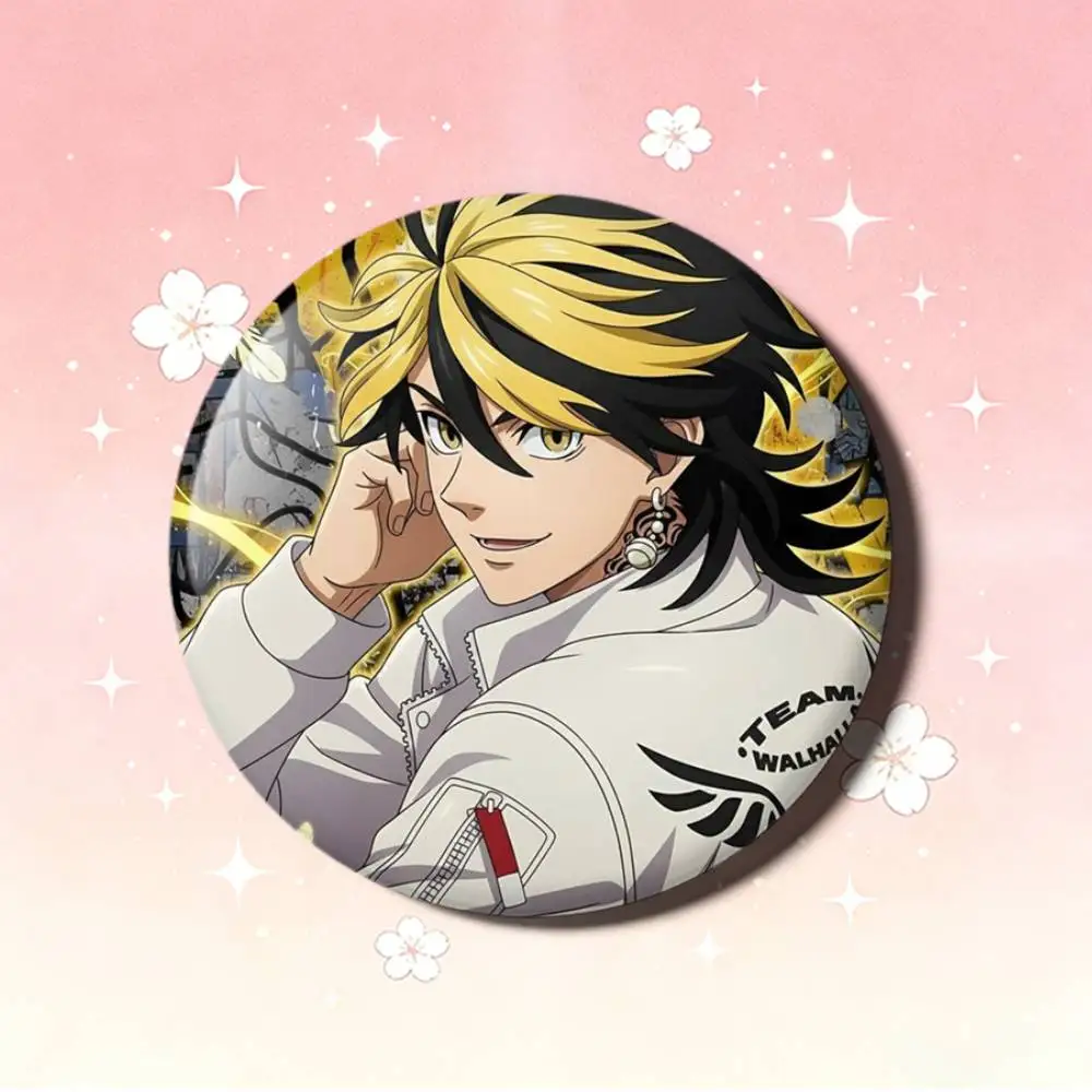 okyoR-Revengers Kazutora Hanemiya Laser Badge Creative Pins Brooch for Bag Clothes Hat Decor Gifts Fans Collect