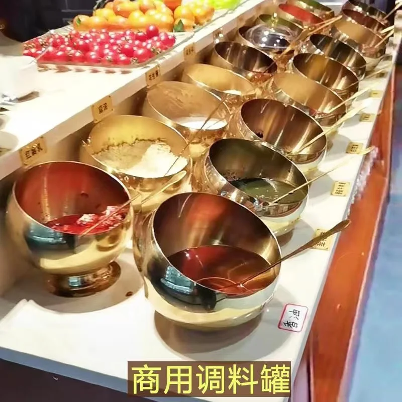 

Seasoning tank Stainless steel sauce bowl combination restaurant seasoning box Golden hot pot restaurant buffet Commercial seaso
