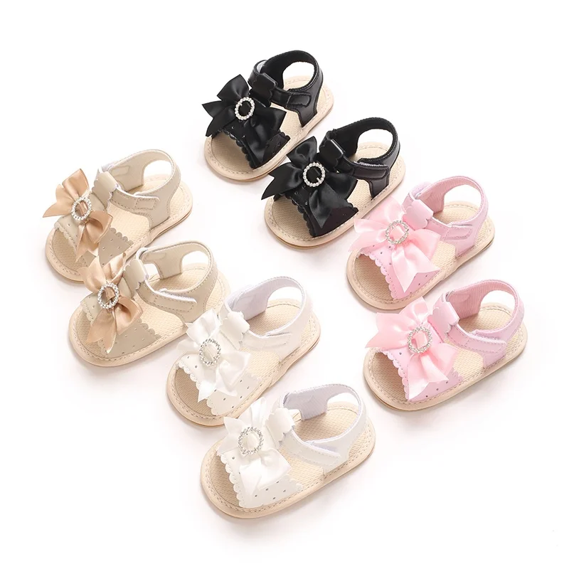 

Cute Bow Baby Girls Sandals, Summer Soft Sole Walking Shoes, Sweet Casual Infant Footwear 0-18M