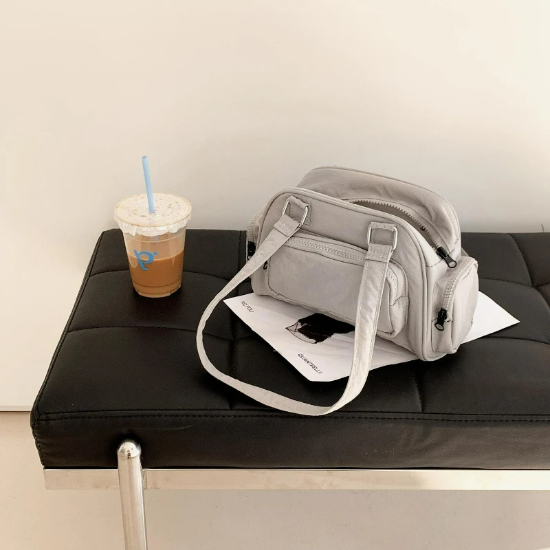 

Новая женская сумка через плечо, большая вместительная сумка-бостон, нейлоновая удобная и универсальная текстурная сумка для повседневного использования, модная повседневная сумка-тоут