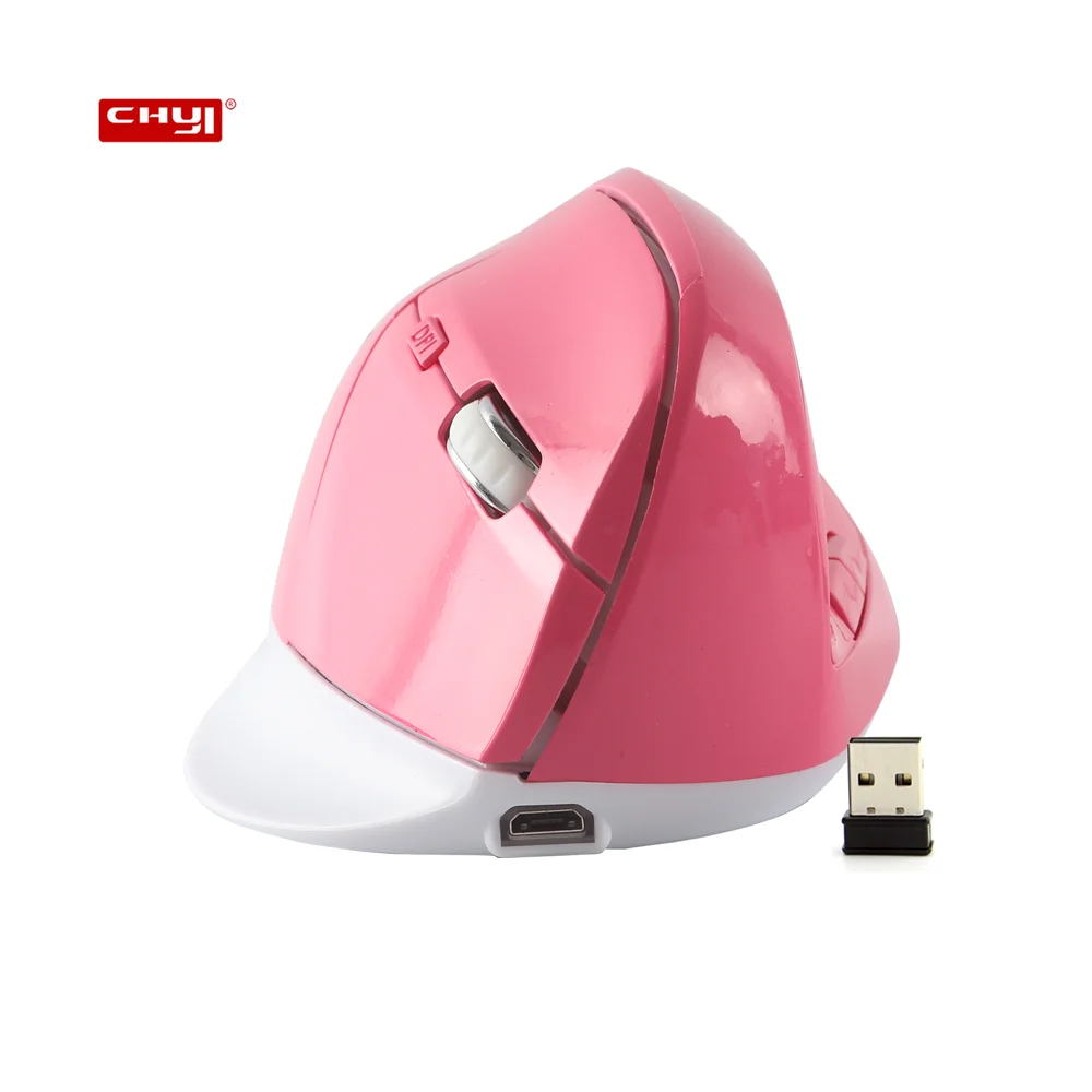 

6D 1600 DPI Ergonomic Mouse Rechargeable Wireless Vertical Mause Pink Wrist-healthy Mice for PC Desktop Office Use