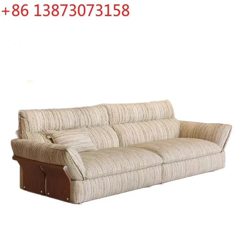 Medieval Fengyun side sofa sub-cotton and linen small apartment living room straight row sofa double seat cloud fabric sofa