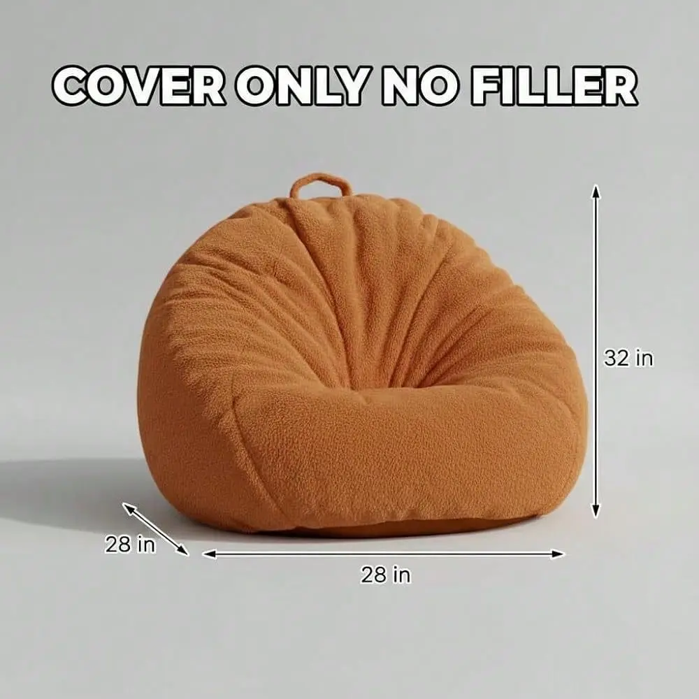Rabbit Fur Bean Bag Chair Cover Only No Filler, Stuffed Animal Storage Bean Bag Cover, UltraSoft, Washable, Zippered, NonSlip B