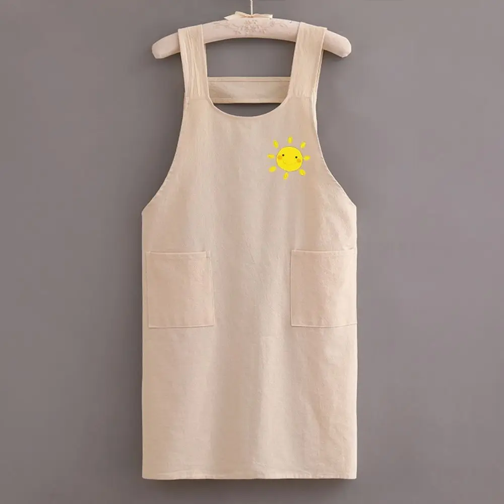 Pure Cotton Apron New Kitchen Home Cooking Anti fouling Breathable Female Work Clothes Adult Waist Aprons