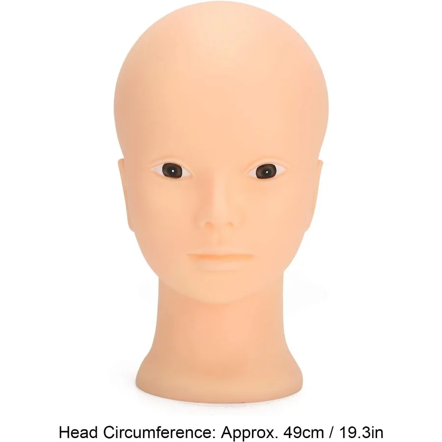 رأس تدريب على ممارسة المكياج ثلاثية الأبعاد مقاس 19.3 بوصة مع مجموعة وصلات رموش من السيليكون الناعم لتعليم مستحضرات التجميل وجه دمية واقعي للرجال