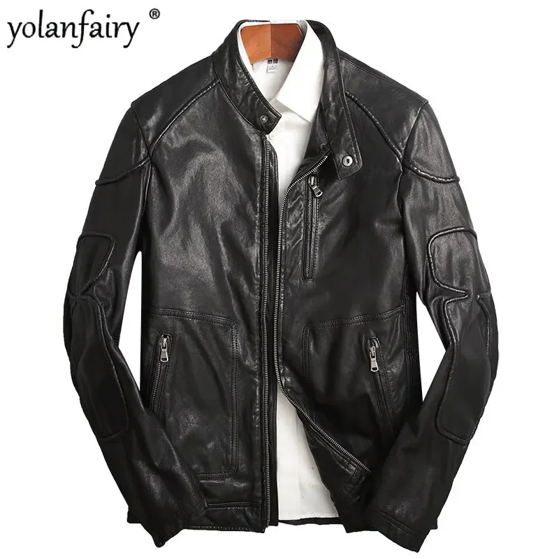 Genuine Leather Jacket Real Sheepskin Coat for Men Spring Autumn Jacket Men Streetwear Motorcycle Jackets MC16C232 MY1801