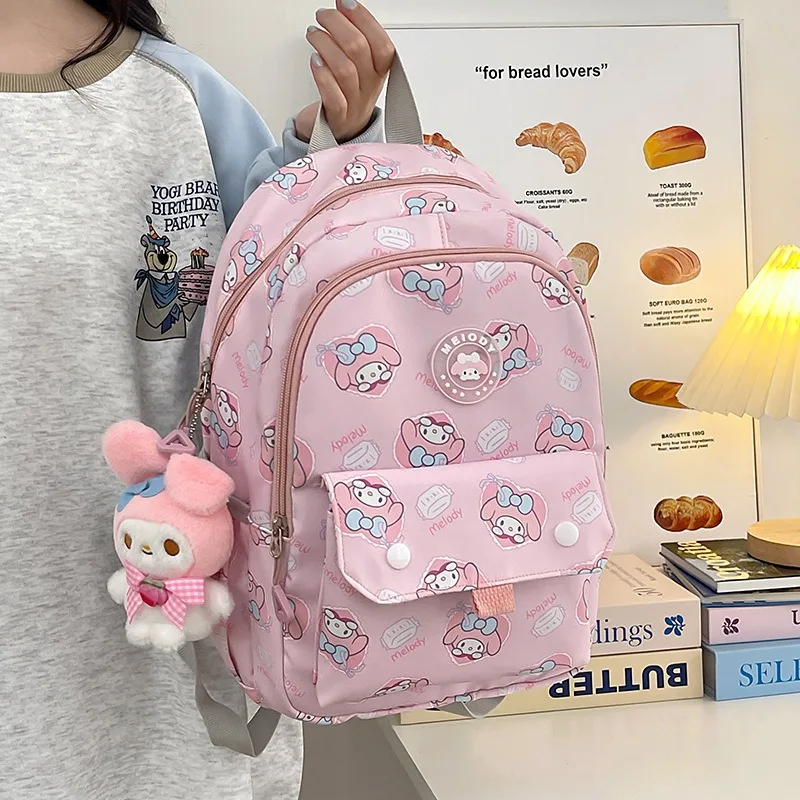 Sanrio Hello Kitty Kuruomi Melody Knapsack Cartoon Anime Student Teenagers Large Capacity Backpack Convenient Travel Bags Girl