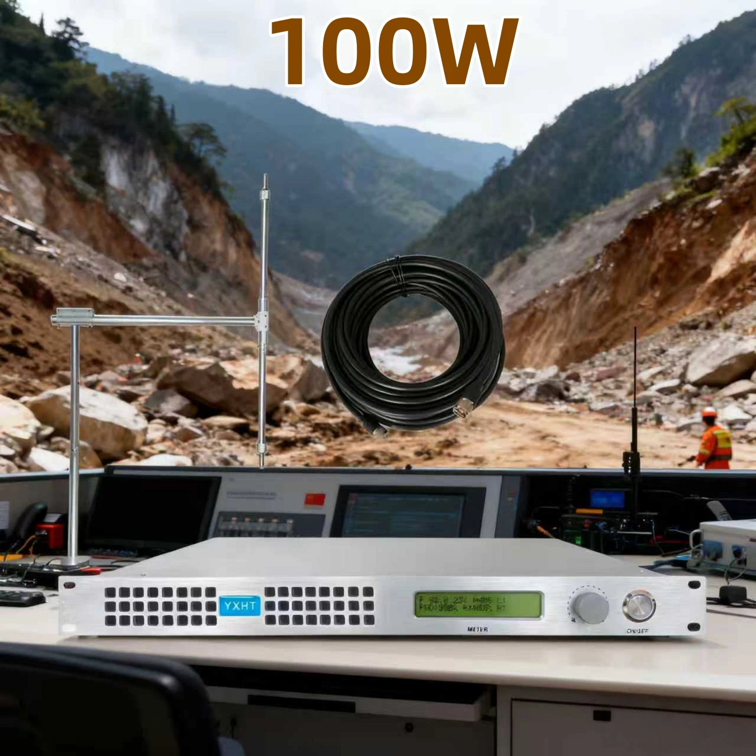 TC- Transmisor FM estéreo de 100 W: diseñado para el comando de rescate de desastre geológico del Medio Ambiente