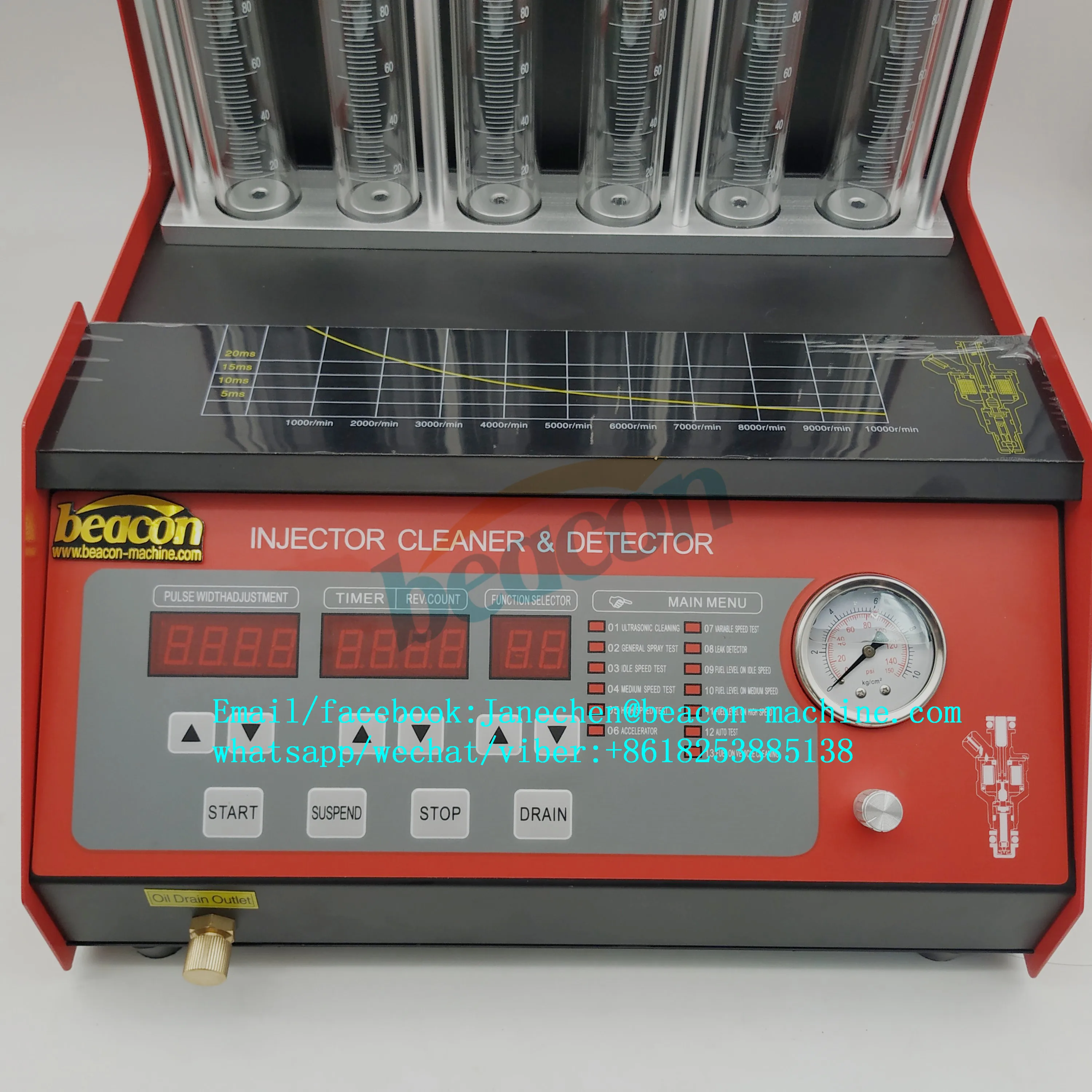 fuel injector cleaner and tester 6 cylinder engine BC-6H injector inspection cleaning machine