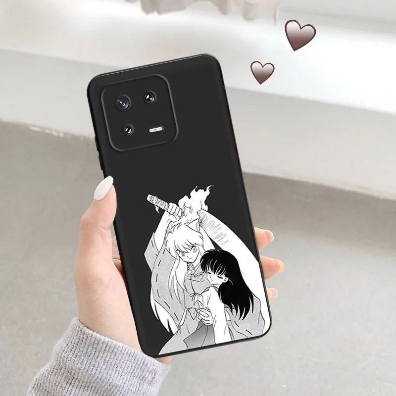 Capa preta para telefone Inuyasha, capa macia, anime, Redmi Note13 Pro 5G Note12 13C Xiaomi 12 Pro 12 Lite 12T 12x 12c