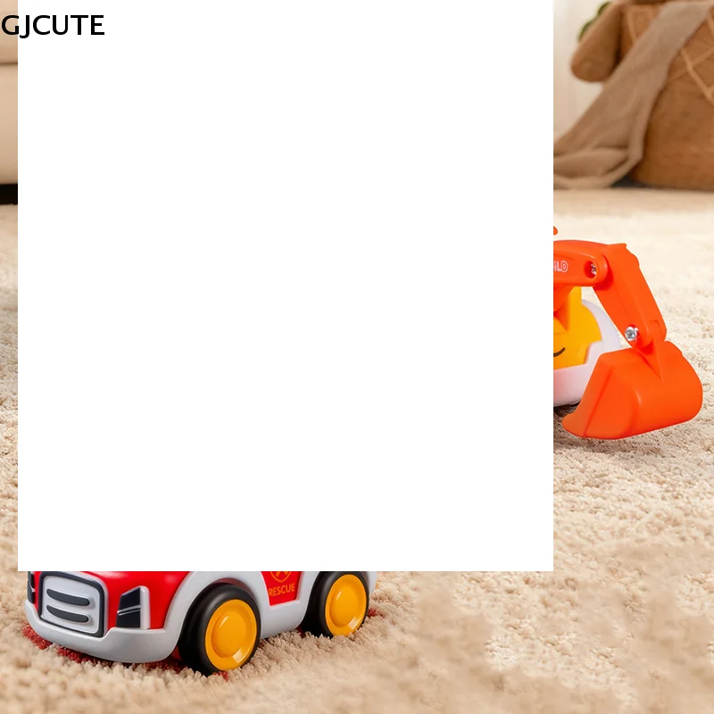 유아용 누르면 가는 자동차 만화 캐릭터 미니 구급차 경찰차 소방차 굴착기 모델 어린이 장난감 선물