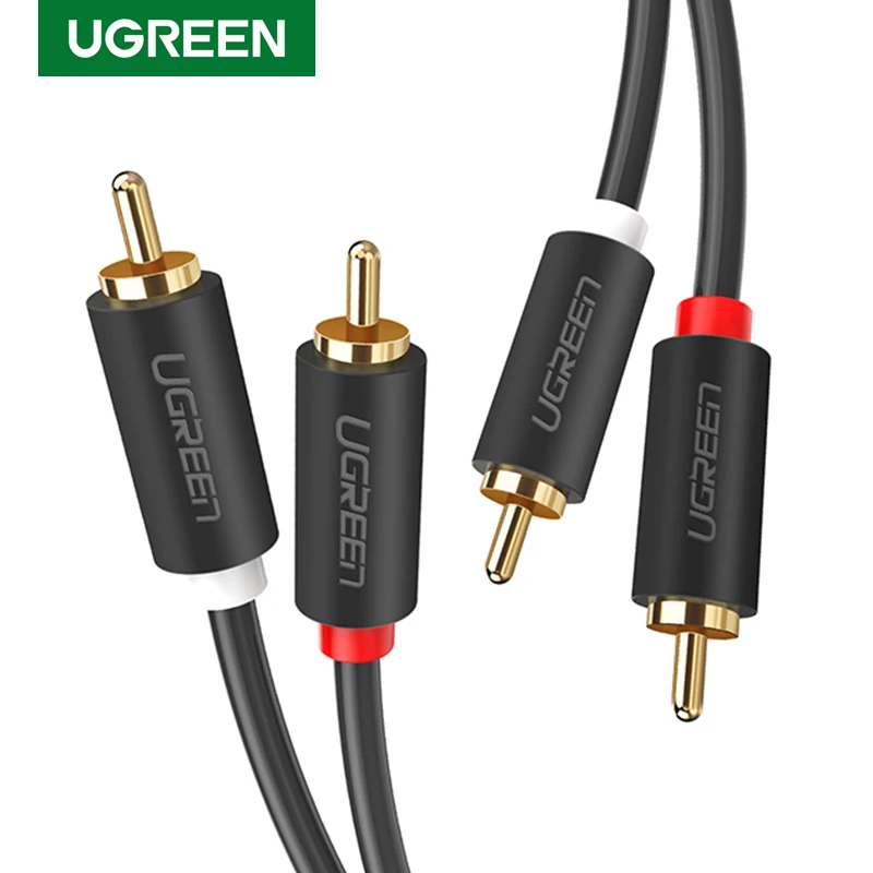 Ugreen-Cable de audio para dispositivos móviles, cable RCA chapado en oro, longitud de 2m, 3m, 5m para DVD o cine en casa, amplificador de televisor, CD y Soundbox