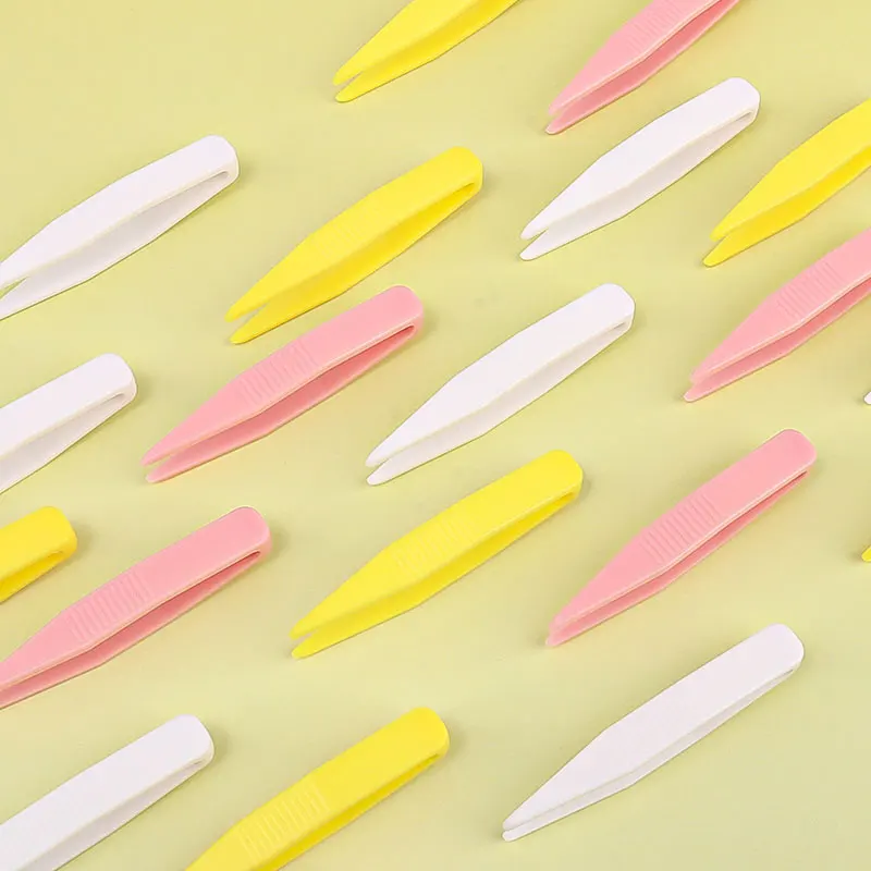 10pcs/set Portable Plastic Tweezer Eyelash Extension Kids Safety Plastic Clips Eyebrow Shaping DIY Art Crafts Accessories Tools