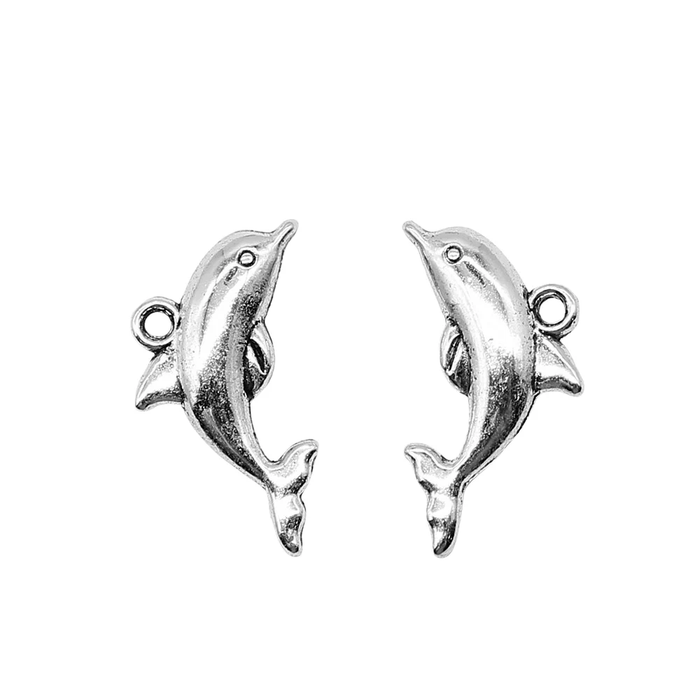 WYSIWYG 10pcs Charms Dolphin Antique Silver Color 15x22mm Metal Alloy Charms Jewelry Diy Accessories