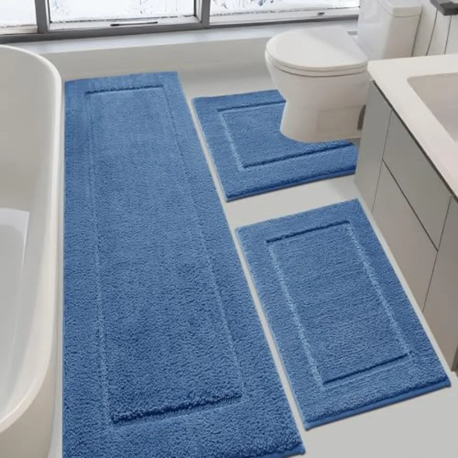 

Наборы ковриков для ванной комнаты, 3 шт., ультрамягкие, толстые, плюшевые, из микрофибры, впитывающие, с нескользящей основой, можно стирать в машине.