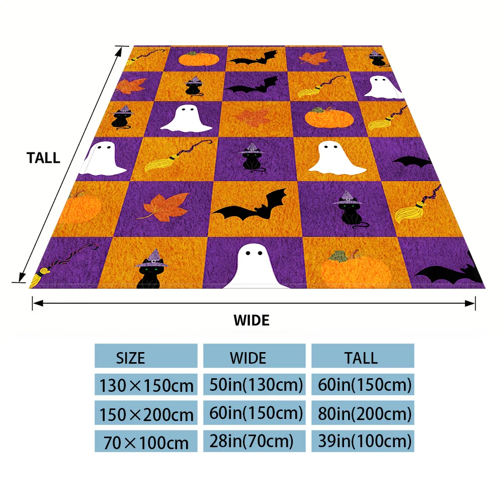 Halloween Grid Flannel Blankets Are Perfect For Sofas, Office Beds, Travel, Sleep, And Use Throughout The Four Seasons