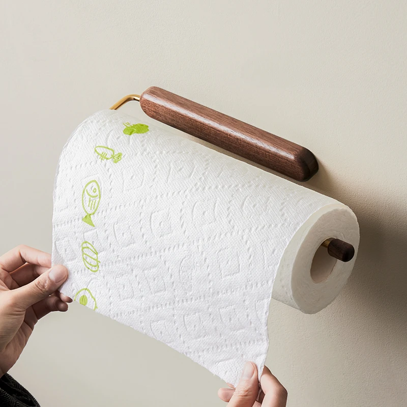 

Tissue Holder for Black Walnut Kitchen. Non-punching Cabinet Lower Wall-hung Preservative Film Storage Rack Creative Wallstorage