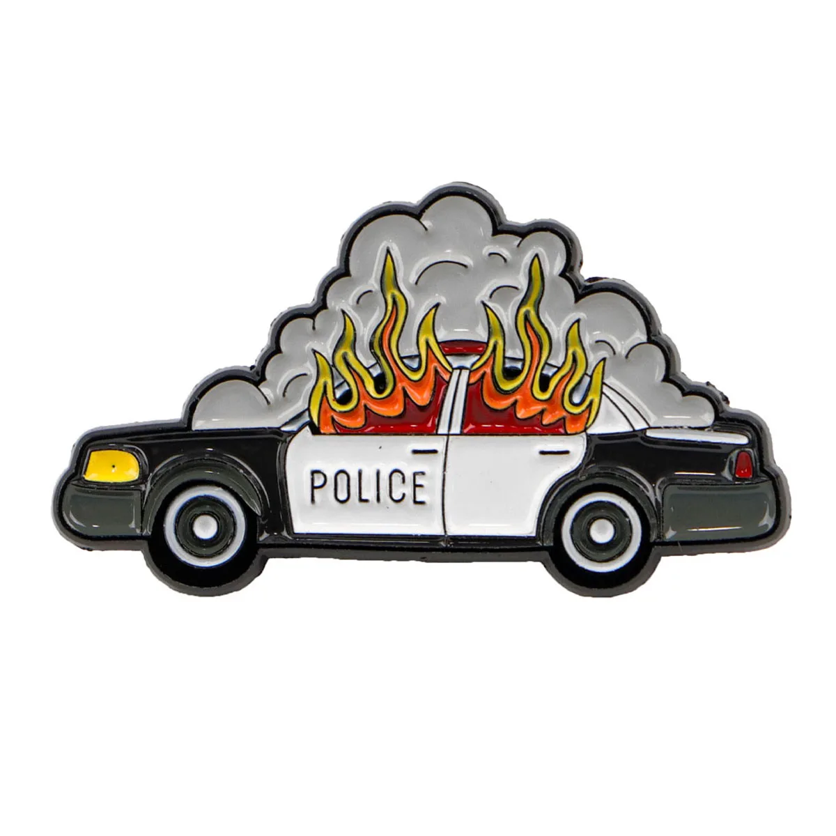 "حرق سيارة الشرطة" المينا دبوس المتحمسين السياسيين بروش الصنوبر شارة بدبابيس التلبيب الملابس والاكسسوارات مضحك مجوهرات هدية