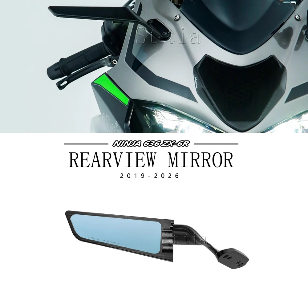 For Ninja ZX6R ZX-6R ZX 6R Ninja 636 2019-2026 Motorcycle Mirror Modified Wind Wing Rotating Rearview Mirror Side View Mirror
