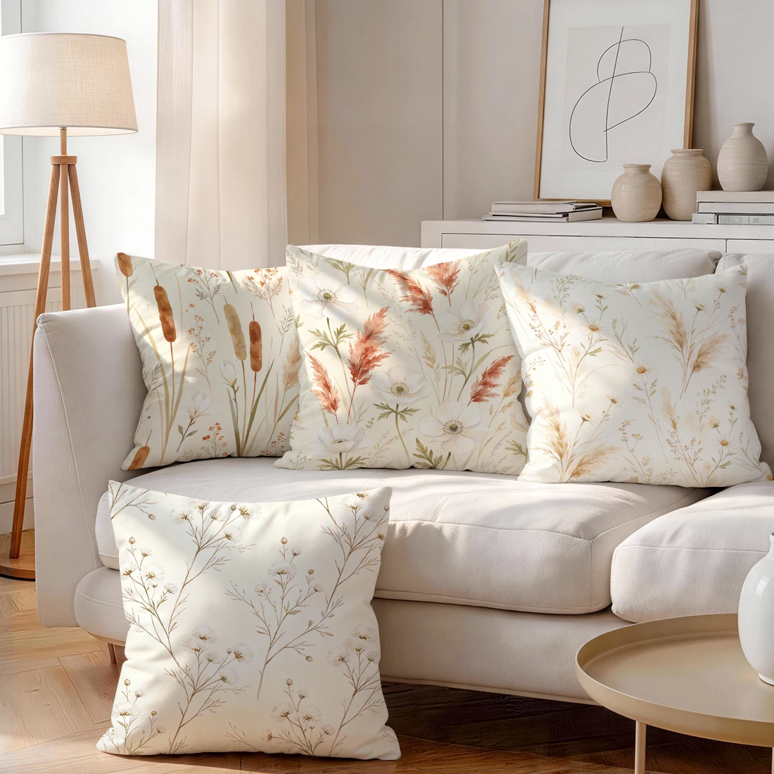 1/4pcs Wabi Sabi Wind Hay Wildflowers Cushions Pillowcase Polyester Cushion Cover Throw Pillow Pillowcover Home Car Sofa Decor