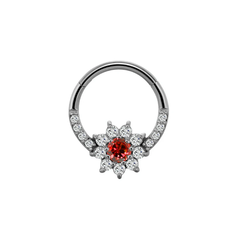 Zircon Clicker Daith Piercing Nose Ring, Surgical Steel