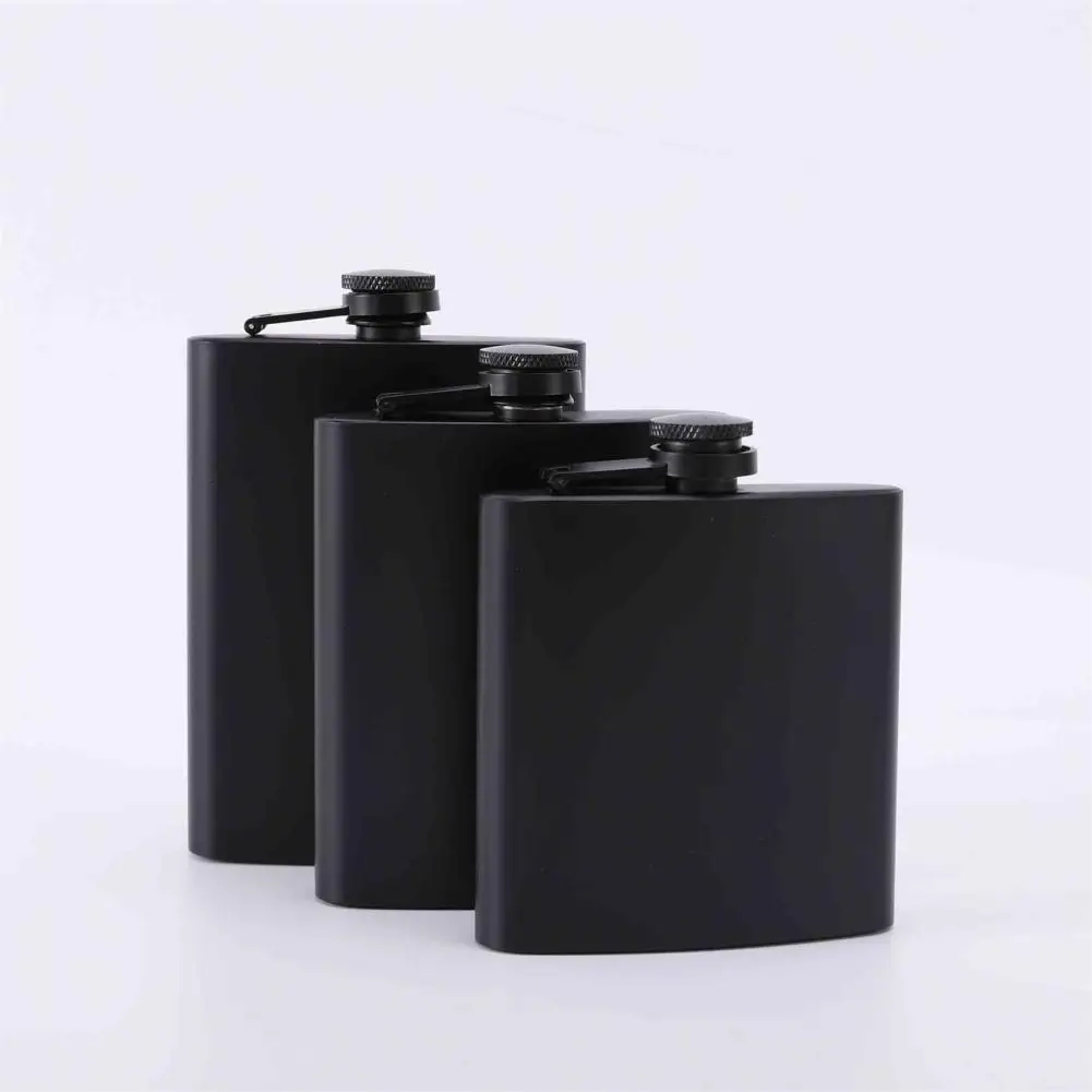 6oz/7oz/8oz Hip Flask Leakproof Stainless Steel Flagon Wine Pot Flask for Liquor Matte Black Whiskey Flask Camping Pocket Flask