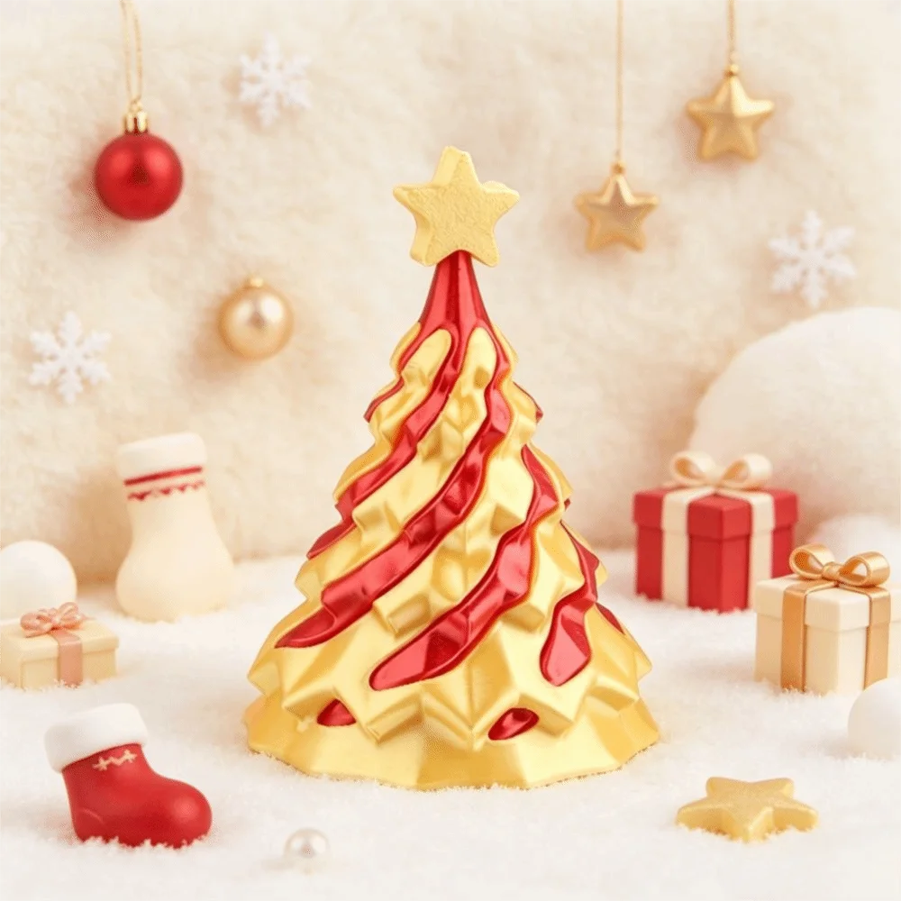 Passthrough 3D Printed Christmas Tree Spiral Dual Color Fidget Pyramid Shape Swirl Cone Spiral Cone Gift for