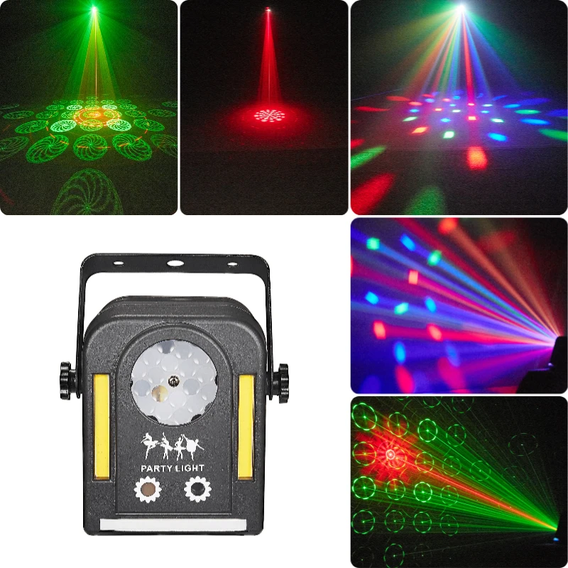 Fireions ELF 4-in-1 24W Stage Light with Laser Effect Self-Propelled Light for House Party DJ Disco Bar - Colorful Lighting