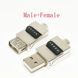 USB Solderless Connector Metal Case Mobile Phone Fast Charging Cable USB Solderless Plug USB Male DIY Wiring Terminal