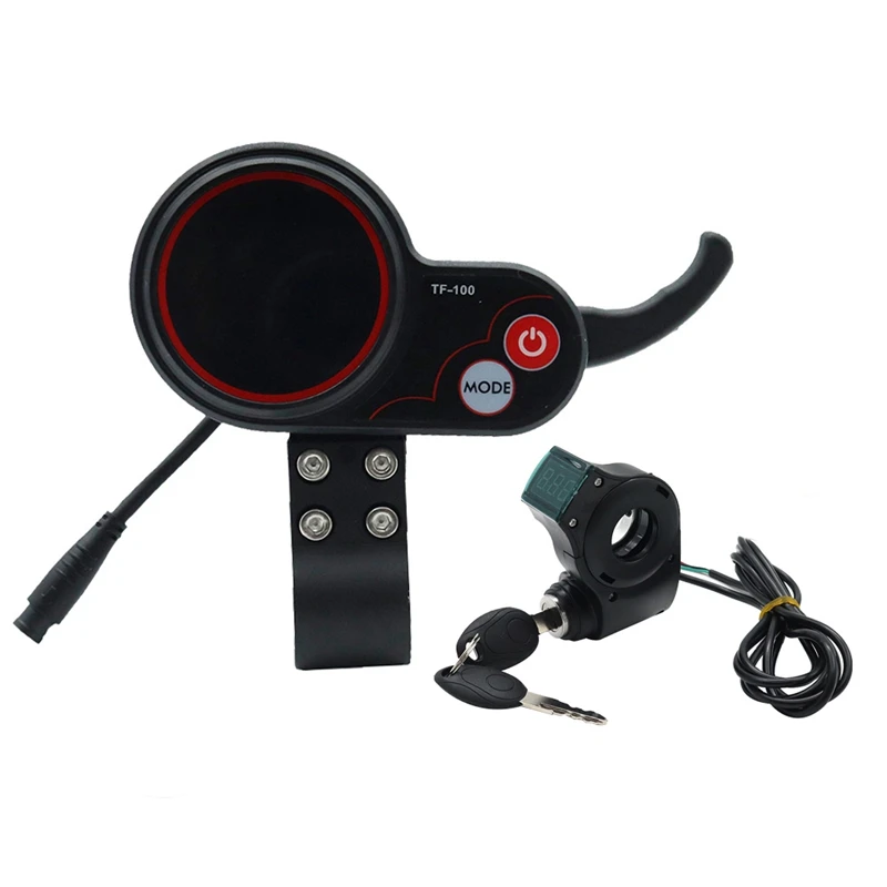 TF-100 Display Dashboard 6Pin+Ignition Lock Key Long Cable Scooter Speedometer For Kugoo M4 Electric Scooter Parts Accessories