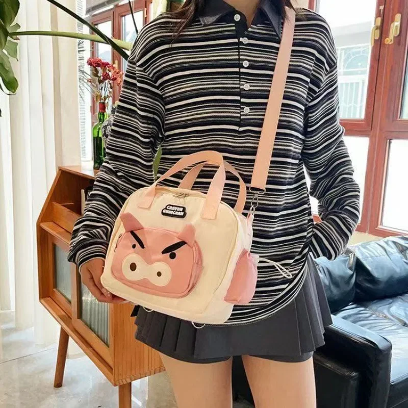 Crayon ShinChans New Autumn Fashion Color Block Preppy Style Shoulder Crossbody Multi-Use Bag Student Commute Small Square Bag