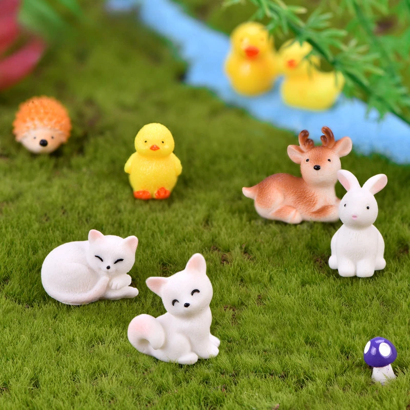 

100pcs Wholesale 3D Resin Animals Duck Rabbit Cobochon Home Decoration DIY for Fairy Garden Landscape Dollhouse Accessories