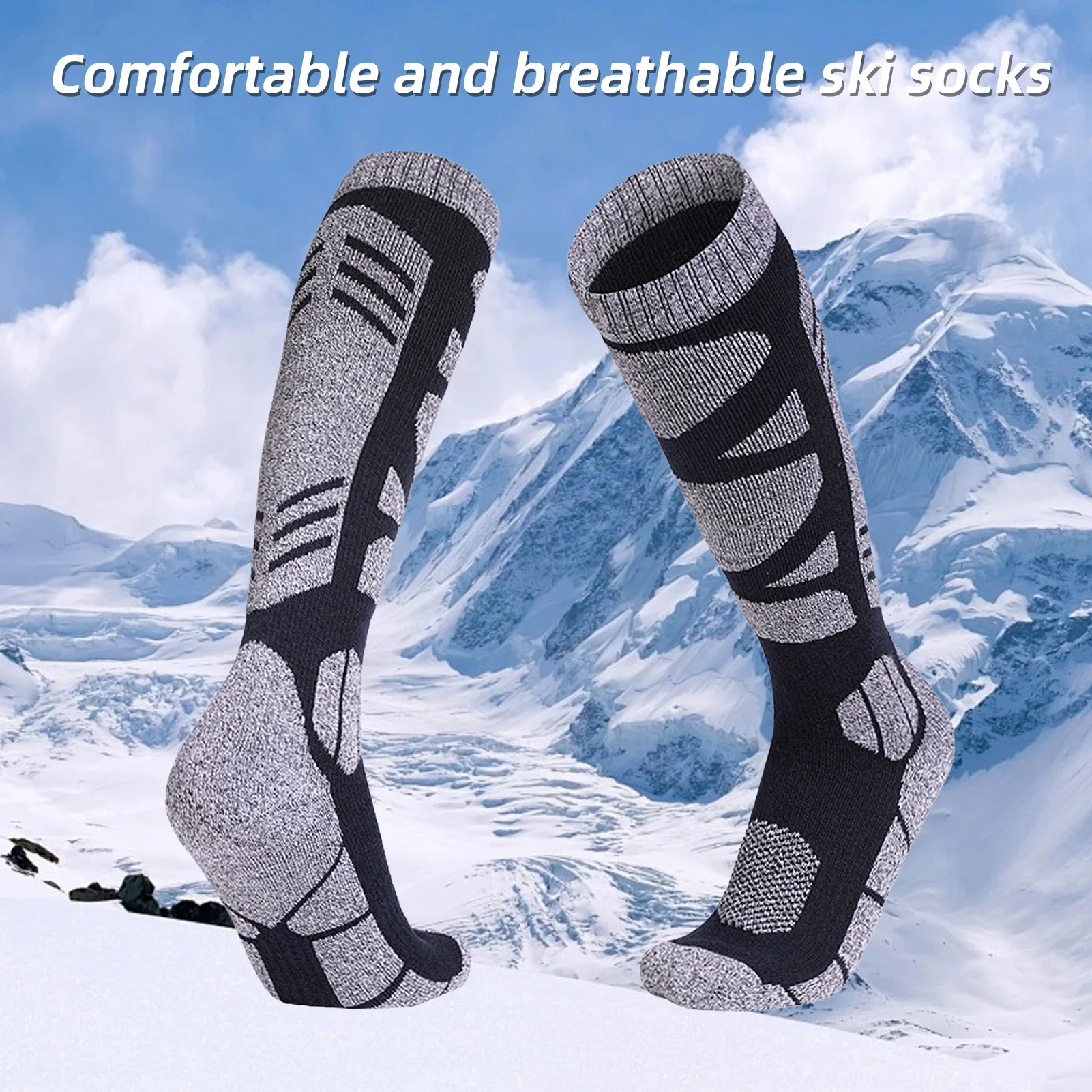 Breathable Ski Socks Knee High Winter Ski Socks Warm Breathable Sweat Wicking Mountaineering Socks for Men